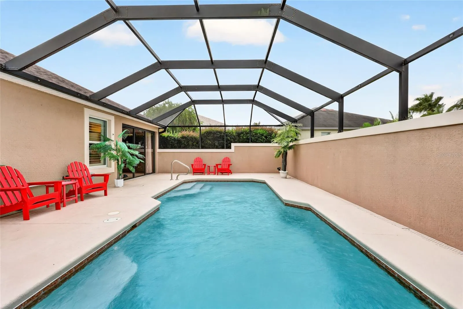 Solar Heated Pool with Privacy Wall