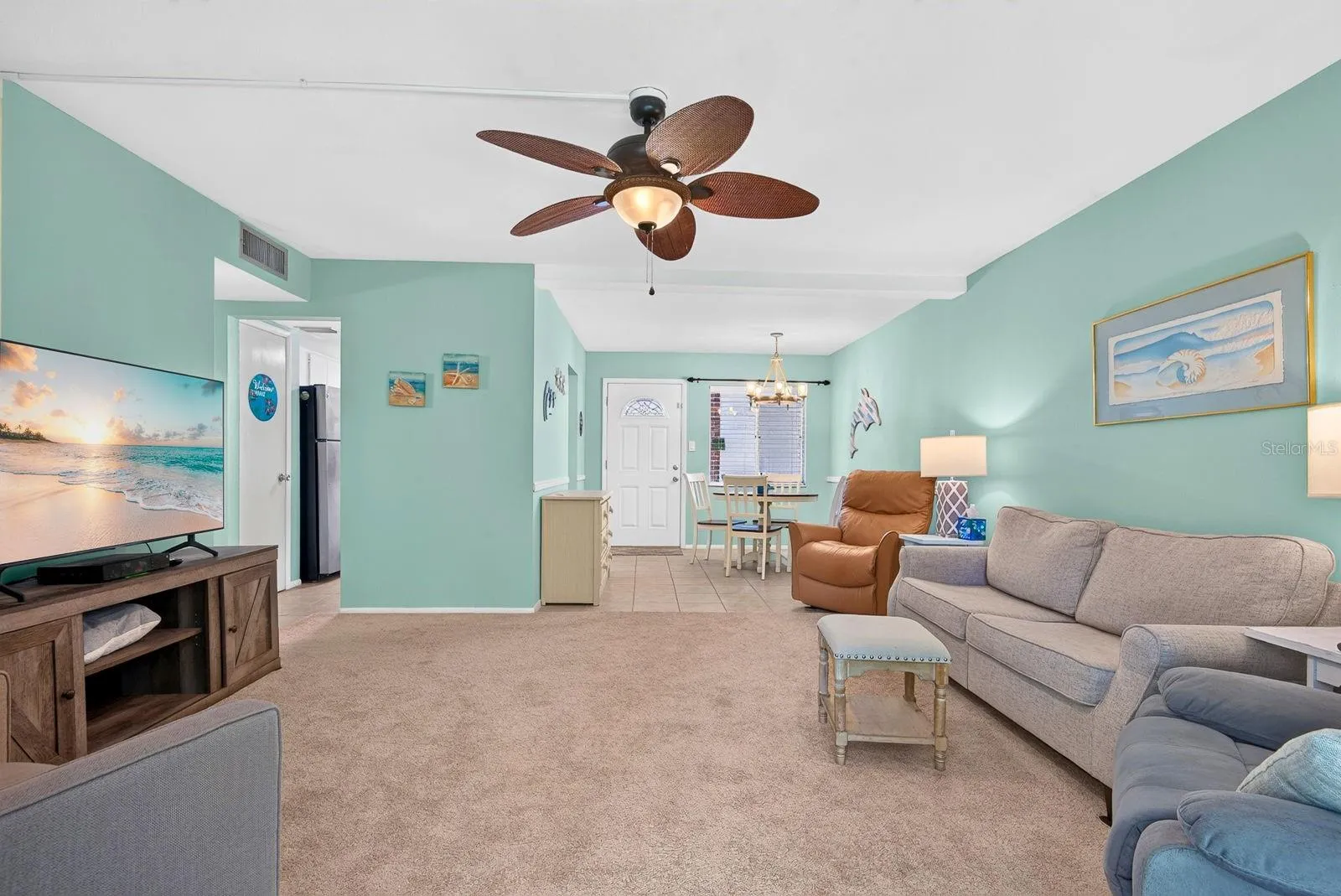 Living room area facing front door