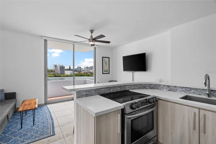 Kitchen and living areas