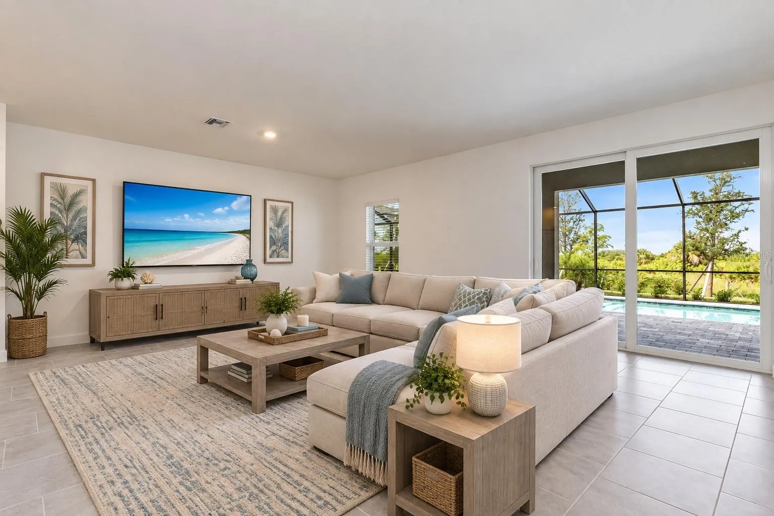 Virtually staged living area