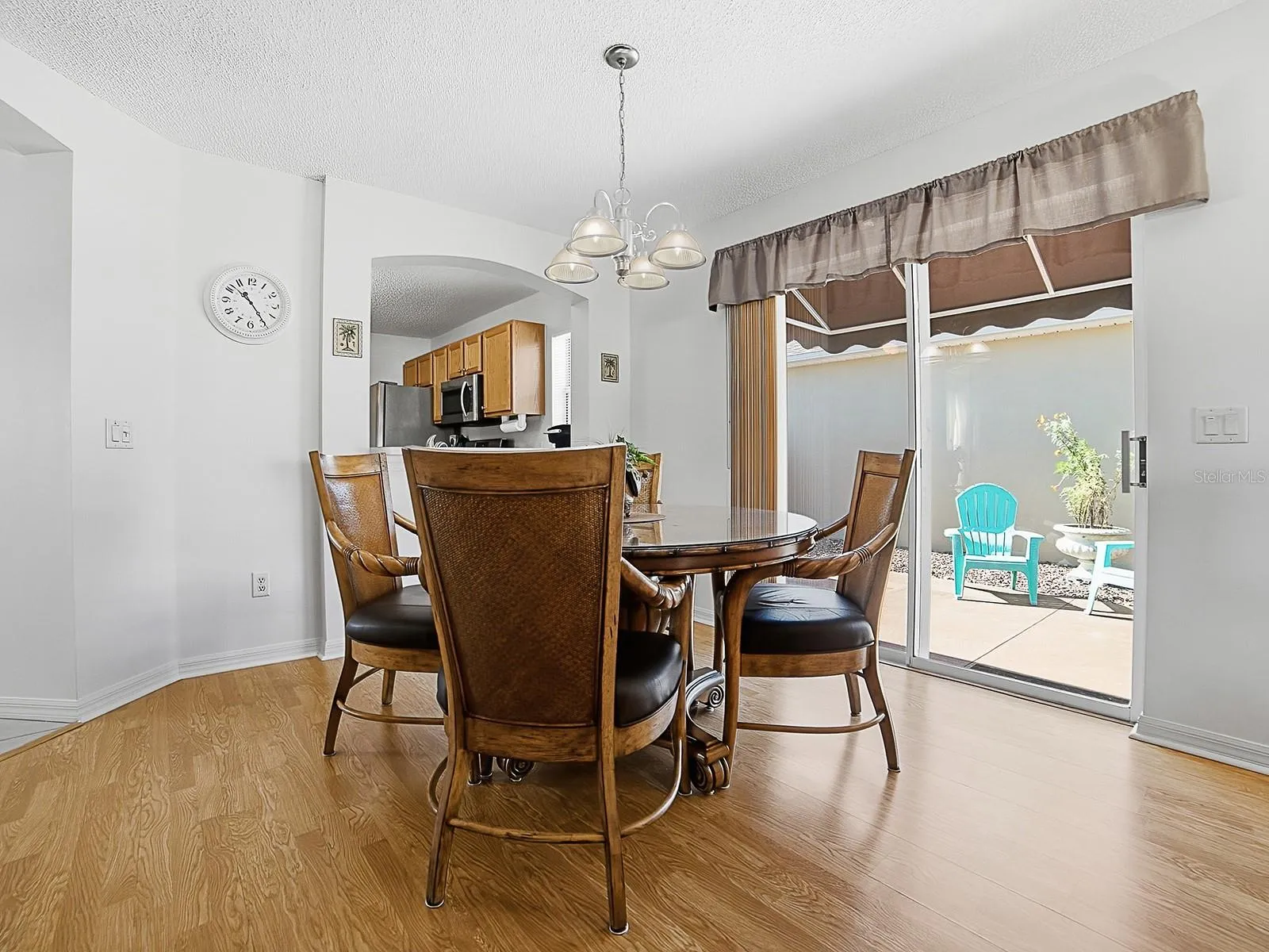 Dining area with sliders to side courtyard area