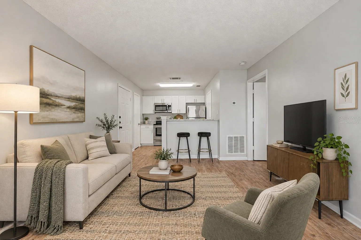 Virtually staged living room