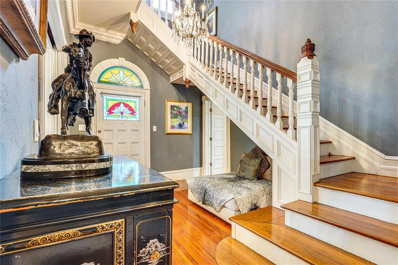 Grand Staircase and Stained Glass Entry