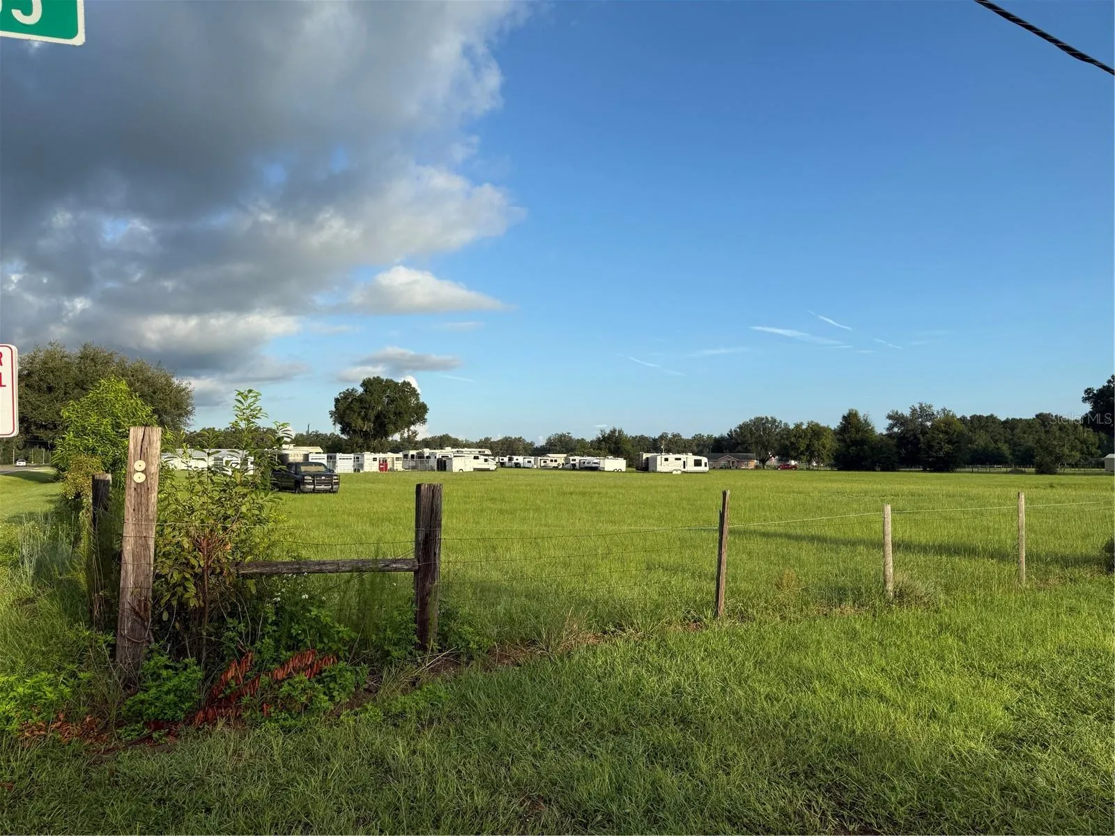 View from the corner of the land to the trailer storage area