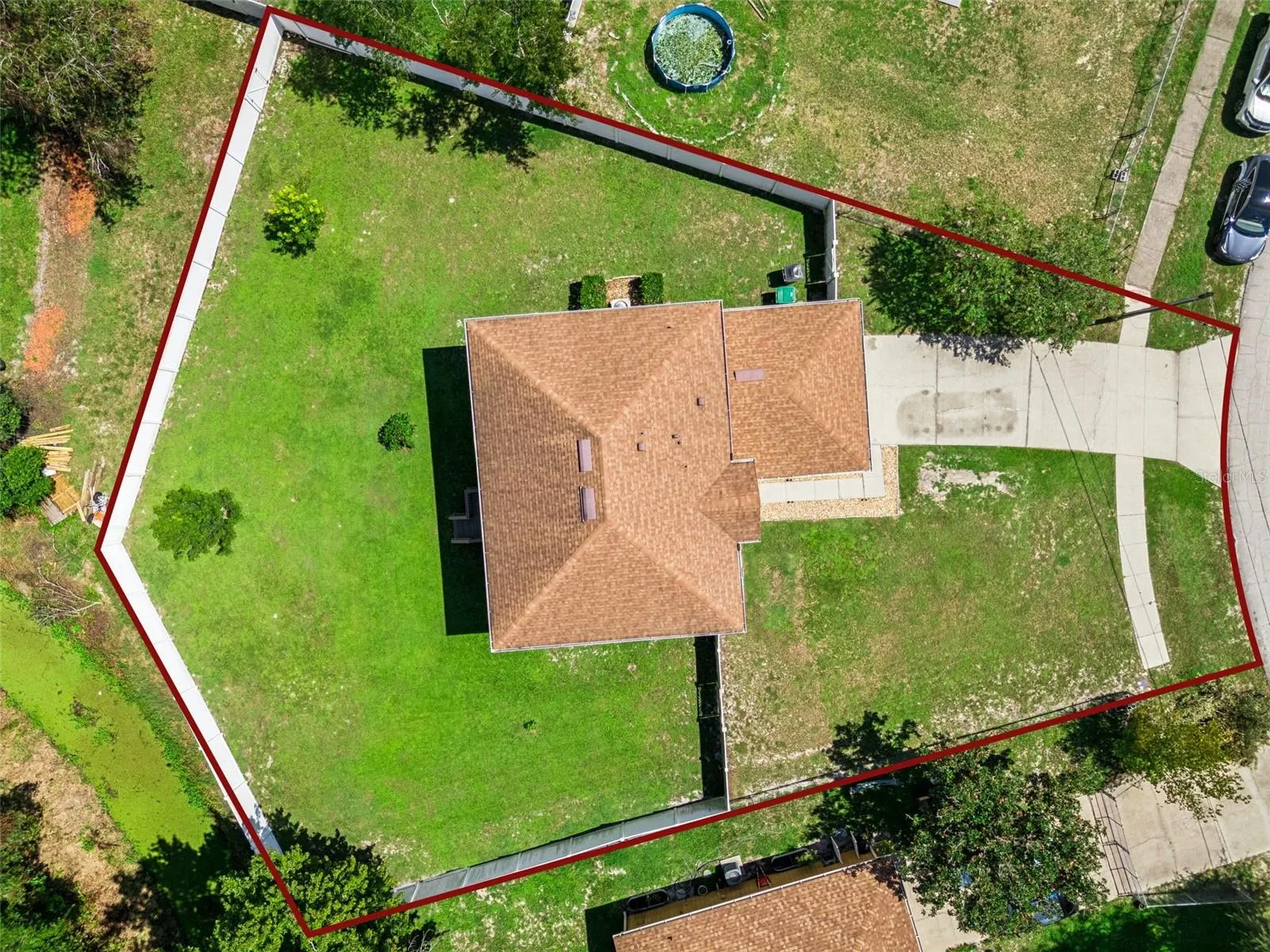 Back Yard Aerial View with lot line *approximate