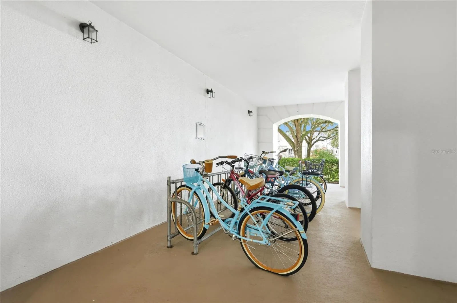 Bike rack in building