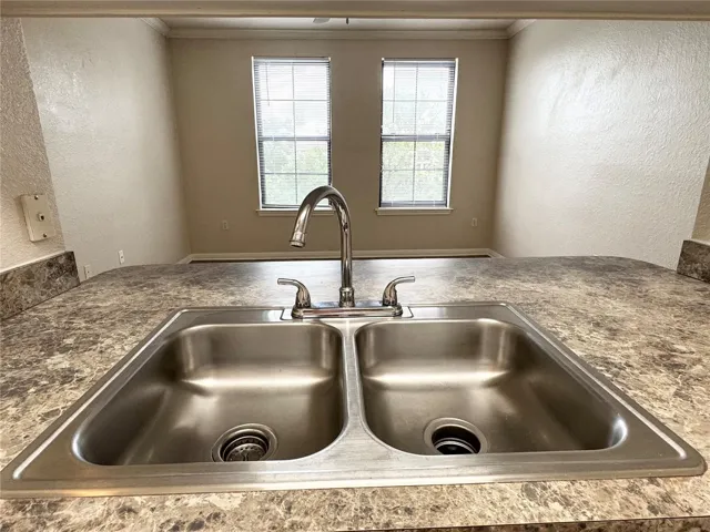 Kitchen sink overlooking the living room