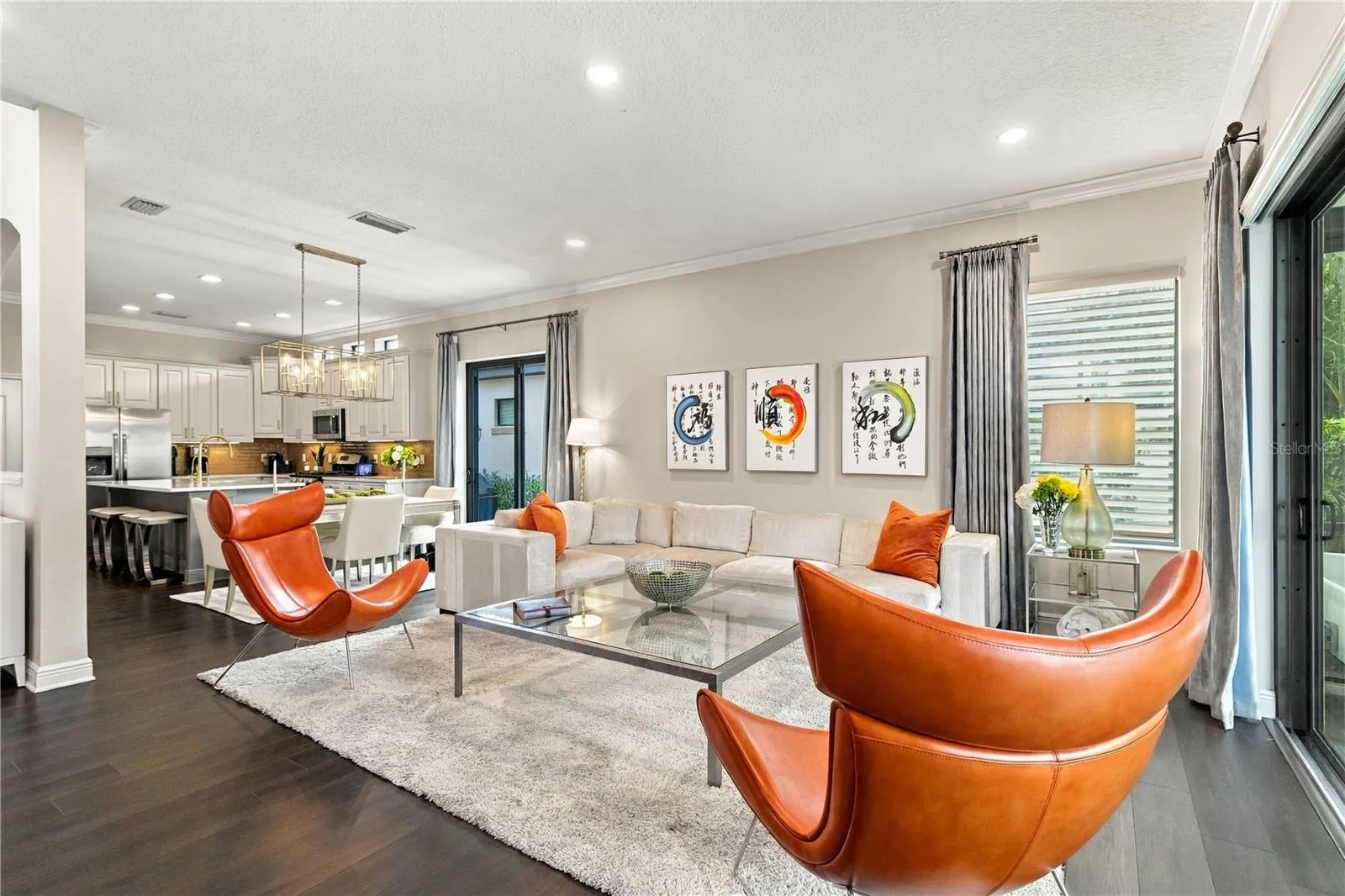 Open dining area beside the living room