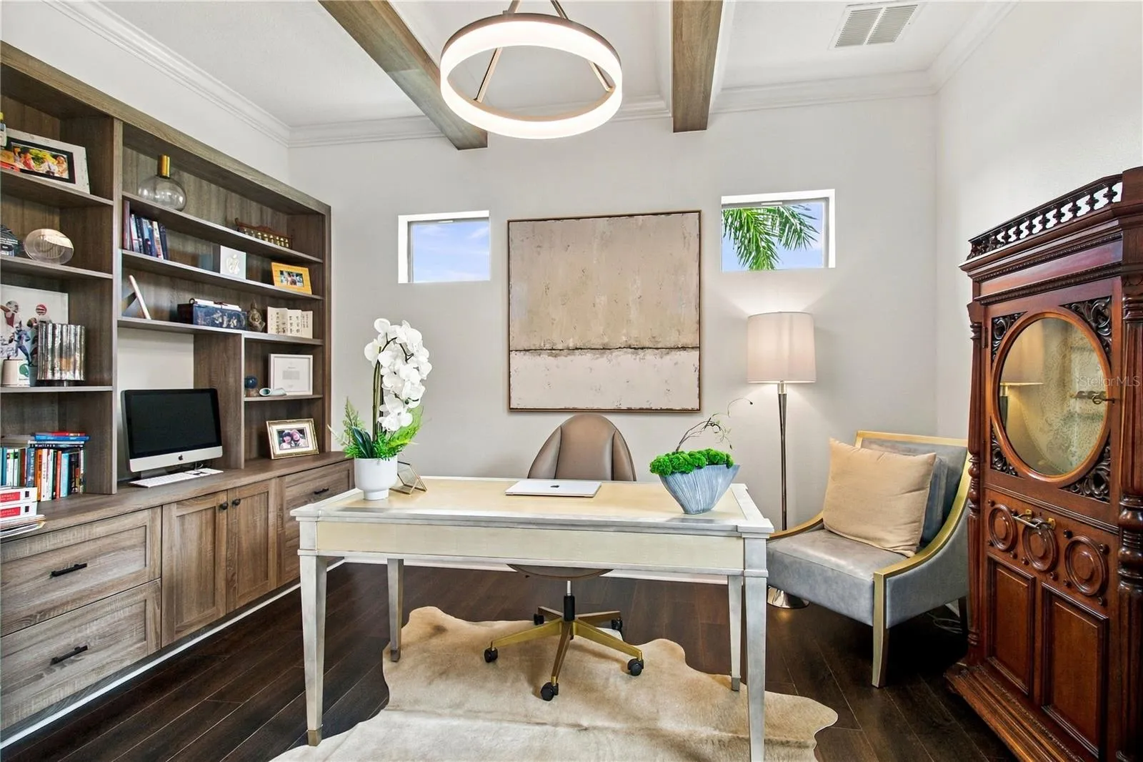 Kitchen island and adjoining dining area