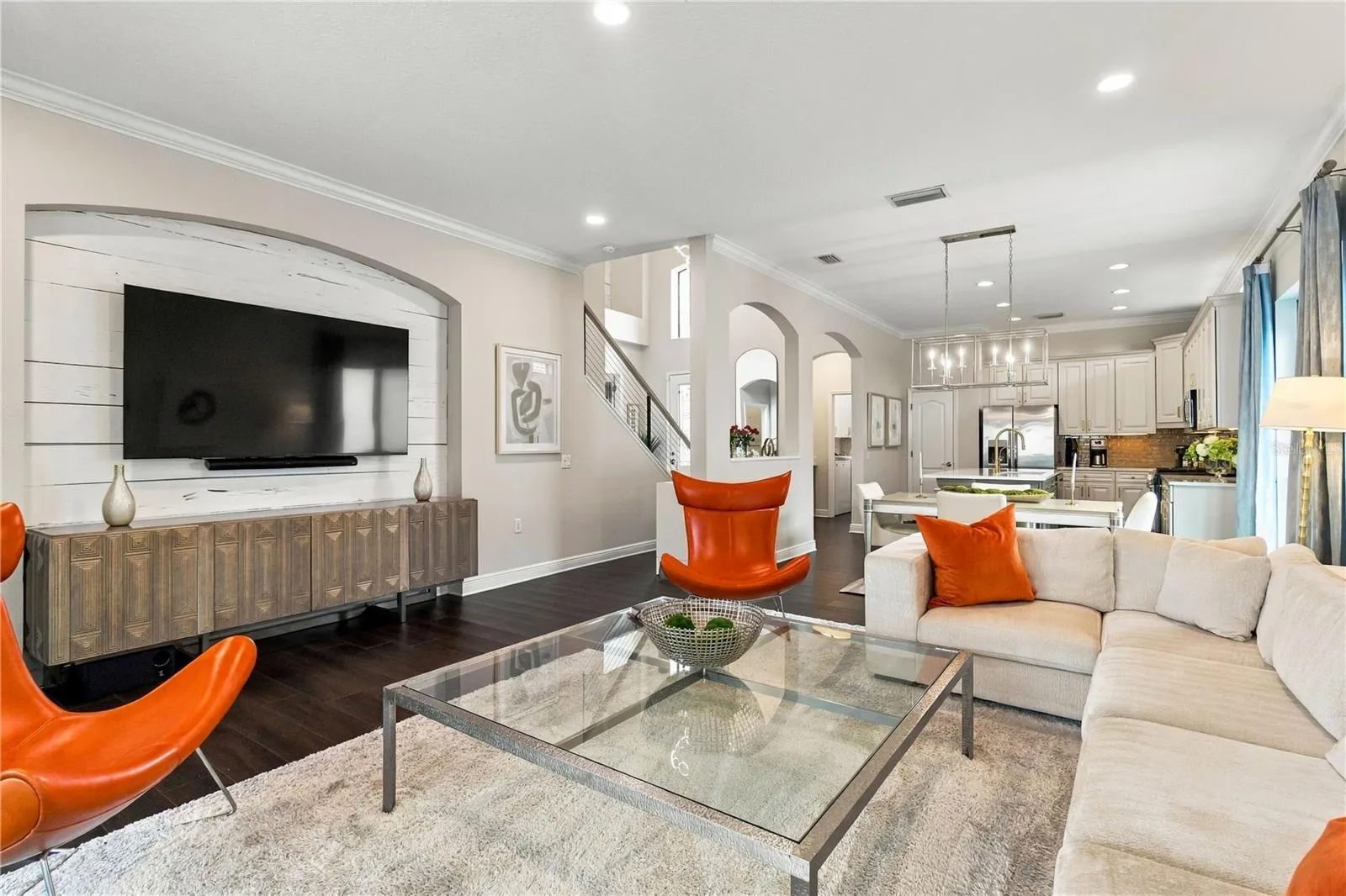 Open living and dining area
