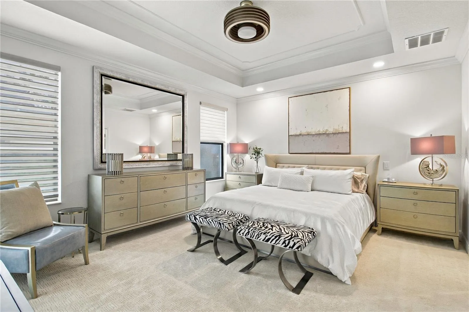 Bedroom with bed and adjoining bath