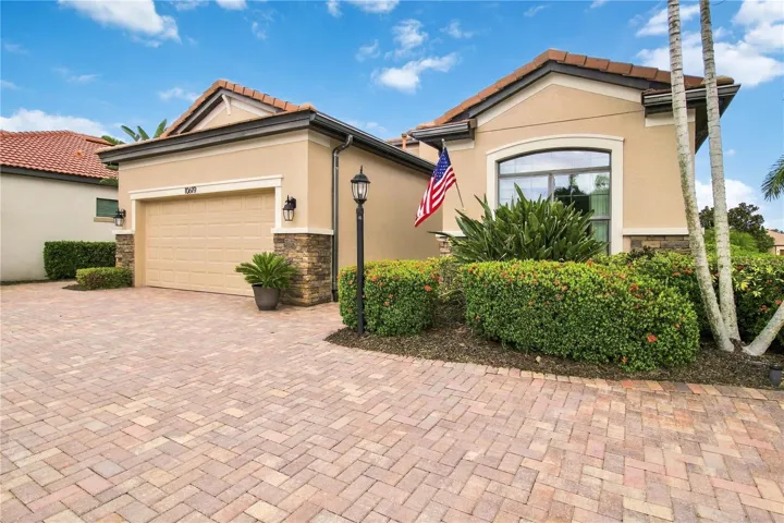 Front elevation with entry and garage