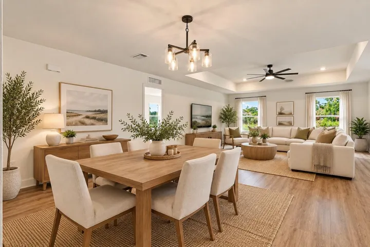 Virtually stagedDining room/Living room combo