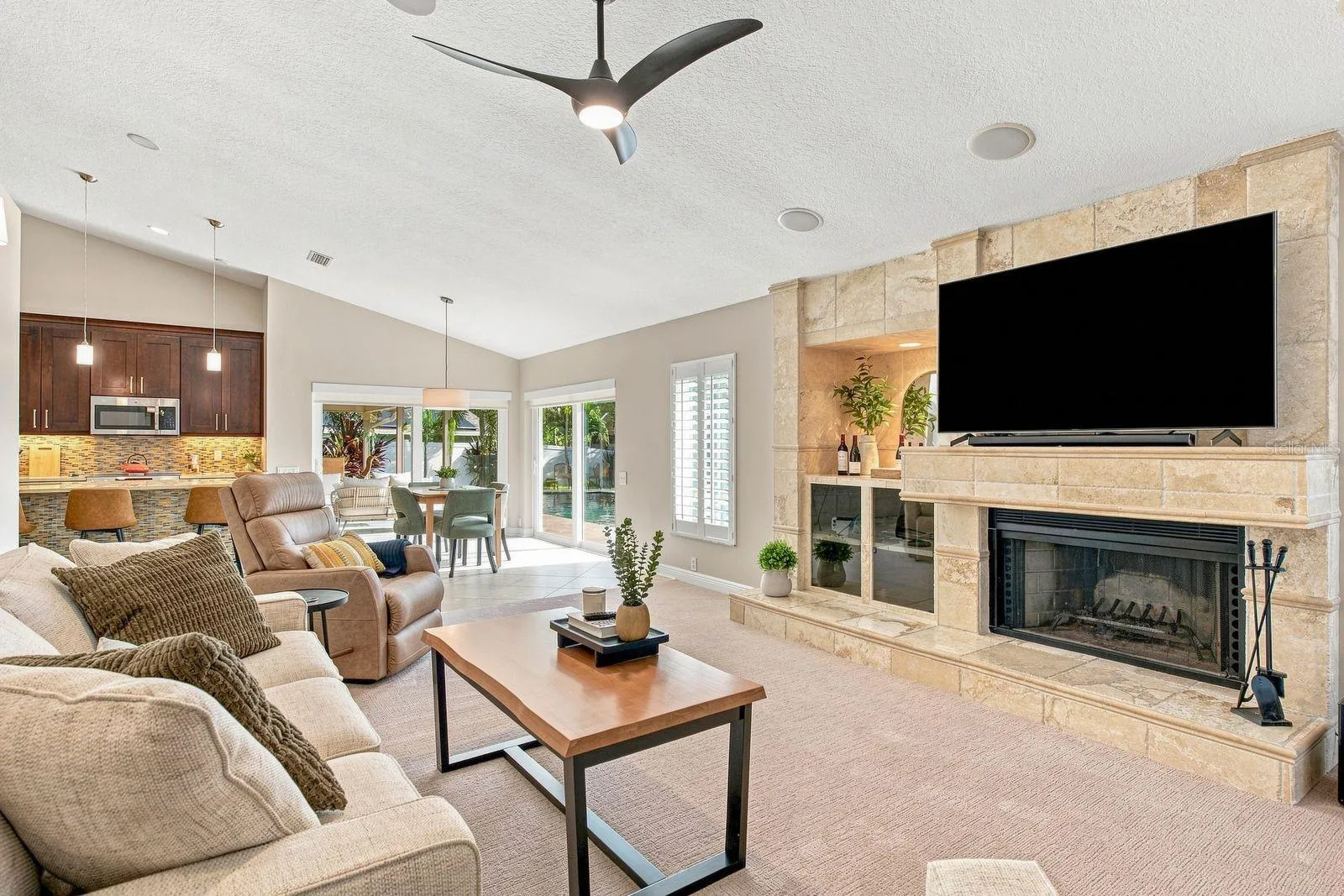 Wood burning fireplace