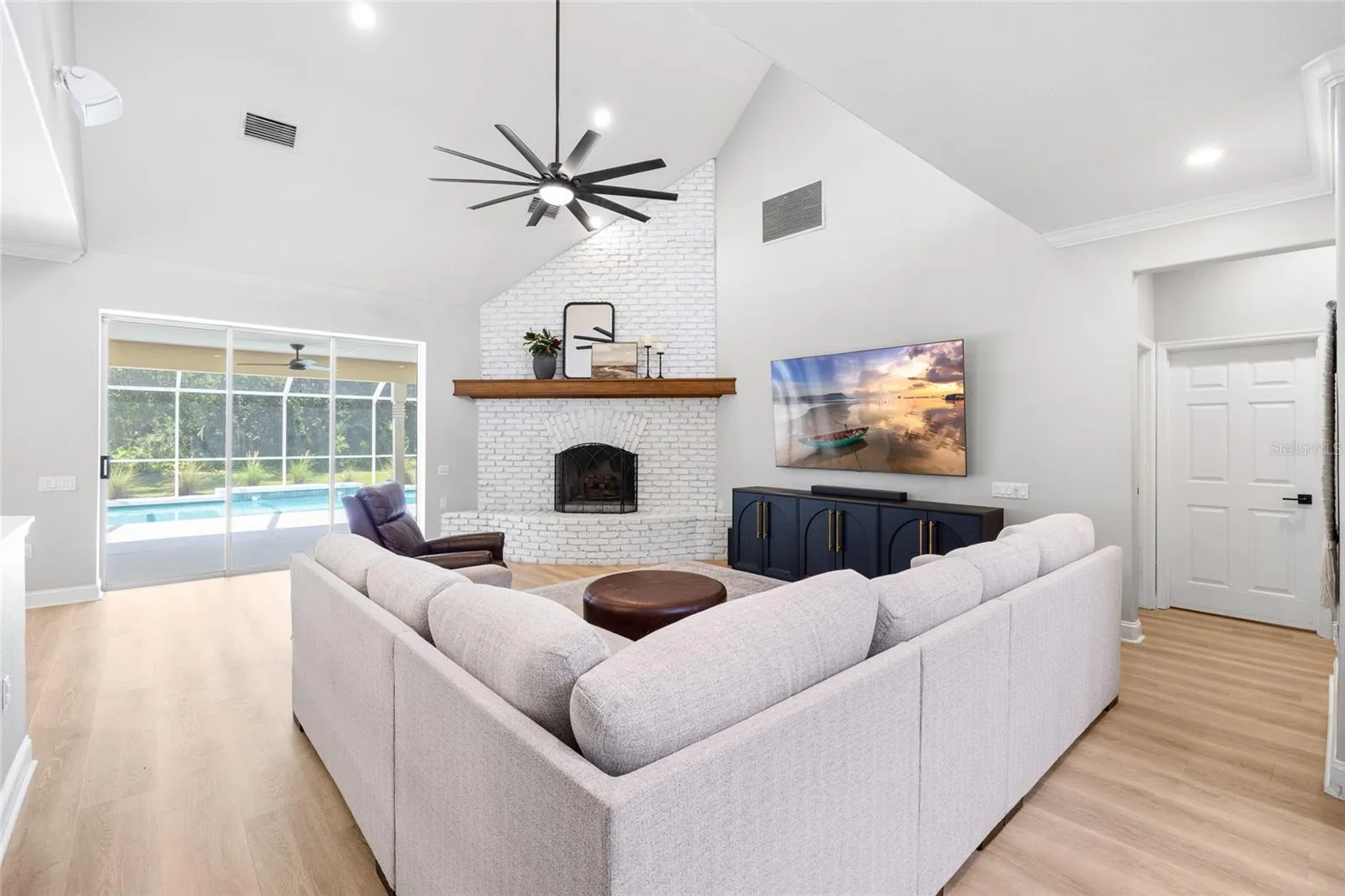 Great room with fireplace