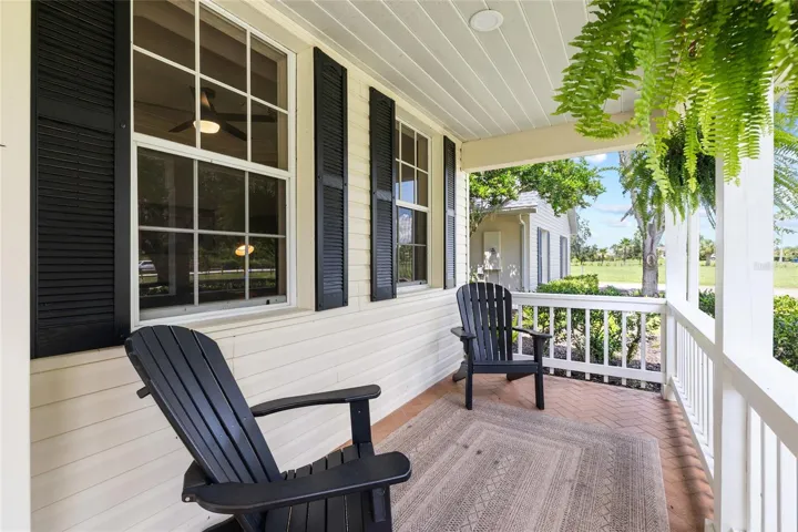 Front porch looking toward garage (right of front door)