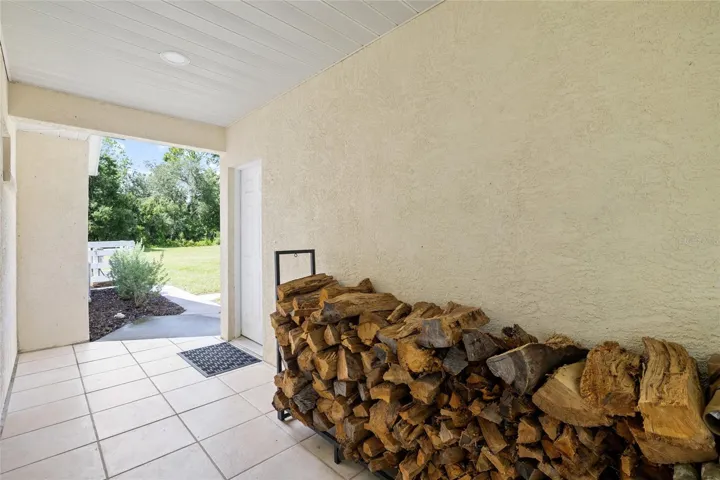 Breeze way from laundry to garage.