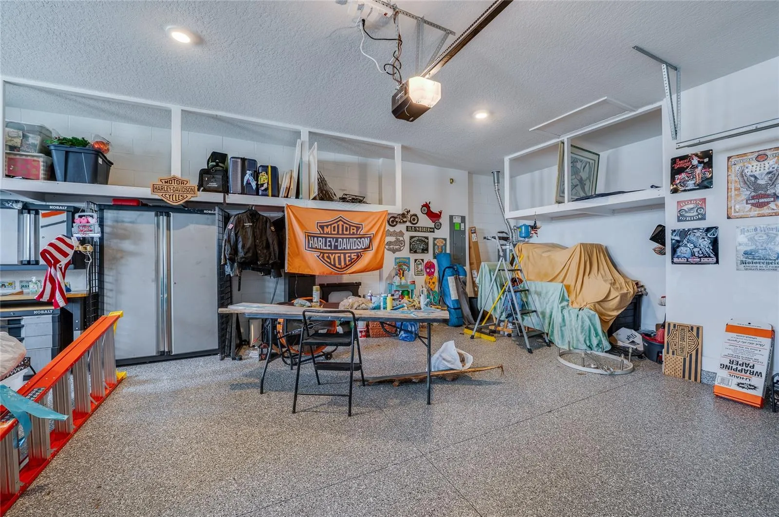 Coated garage floor