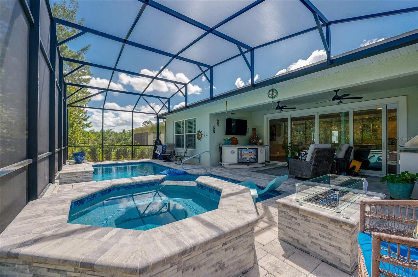 Screened and heated with fire pit