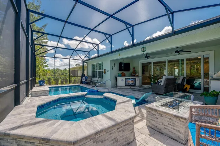 Screened and heated with fire pit