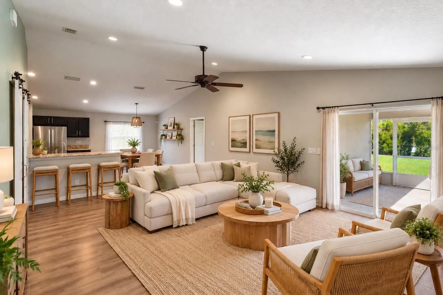 Staged Living Room from Entry Way View