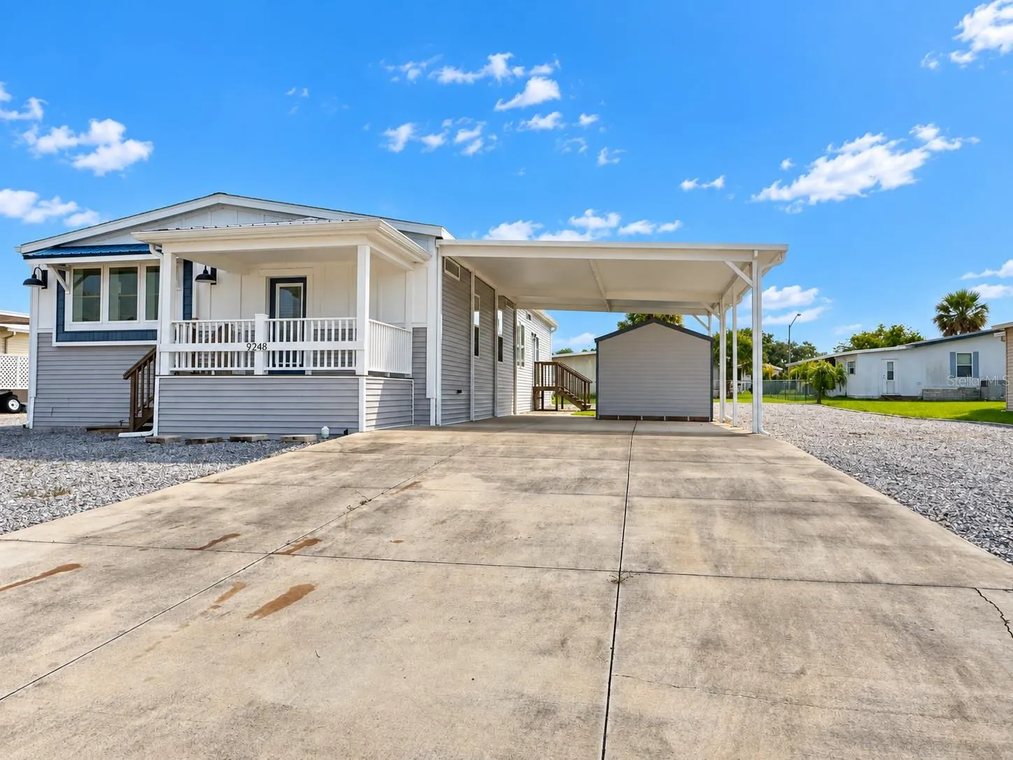 Double driveway with carport.
