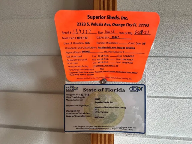 Storage shed information.
