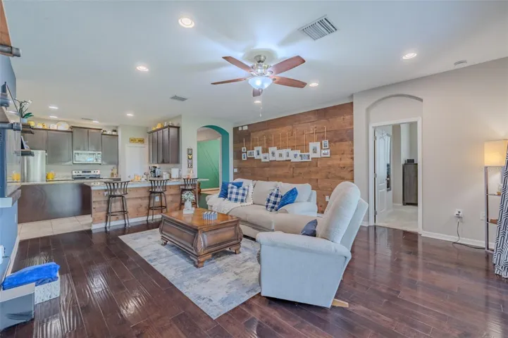Family room with kitchen view