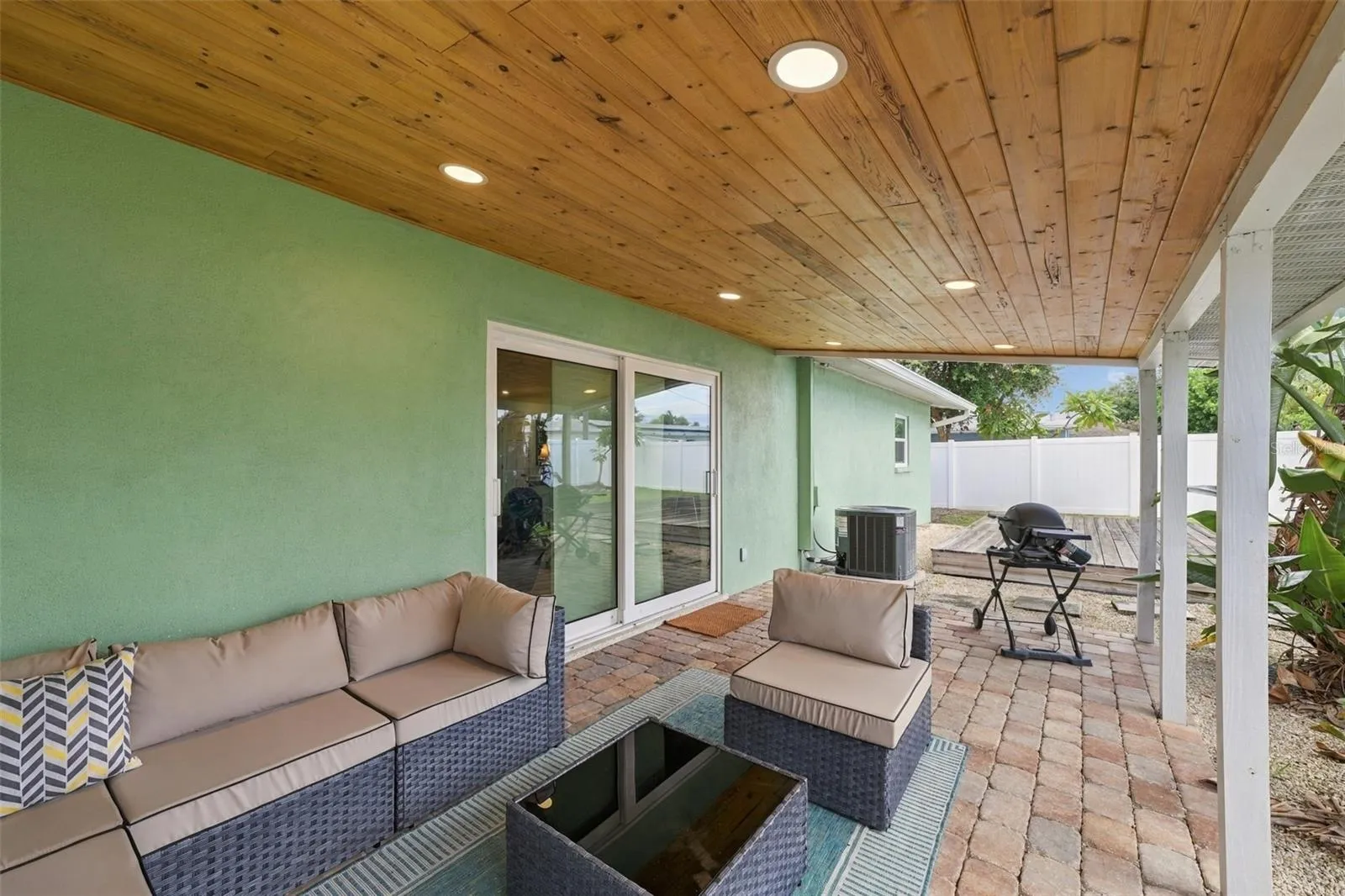 Spacious outdoor patio area.