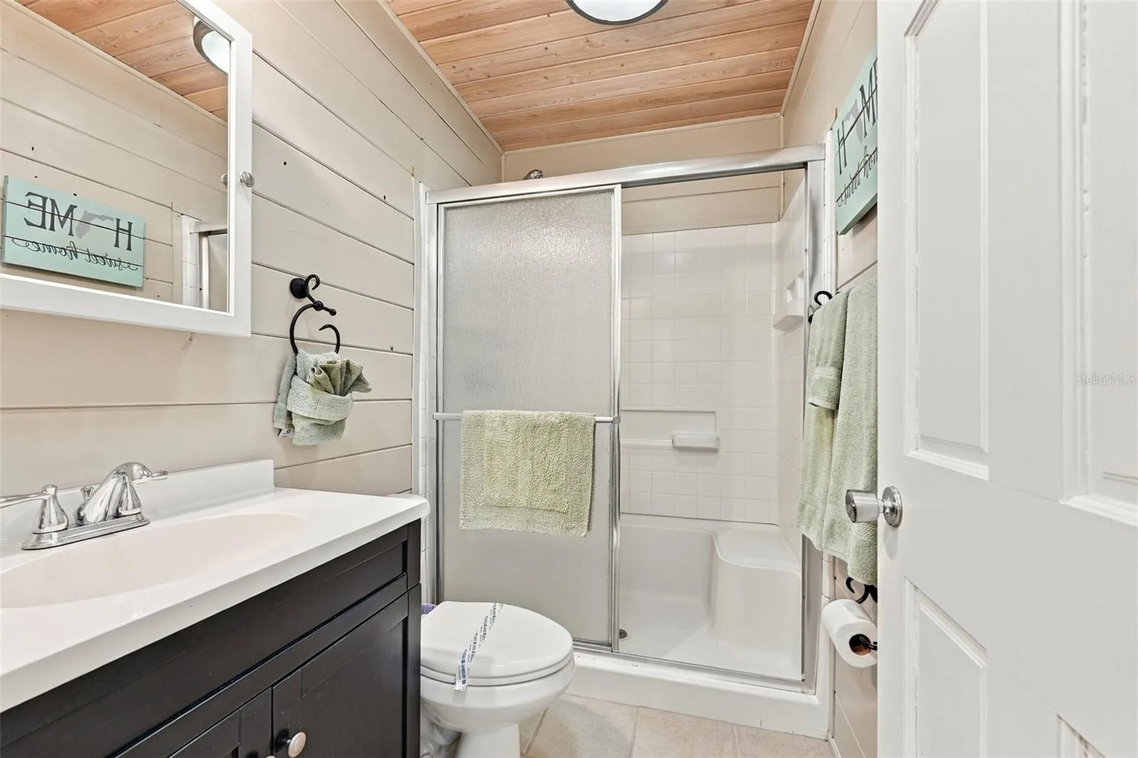 Updated bathroom with skylight.