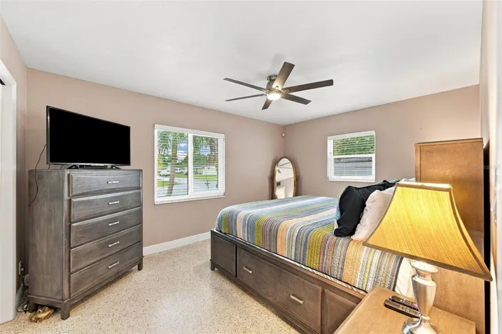 Master bedroom with king size bed.