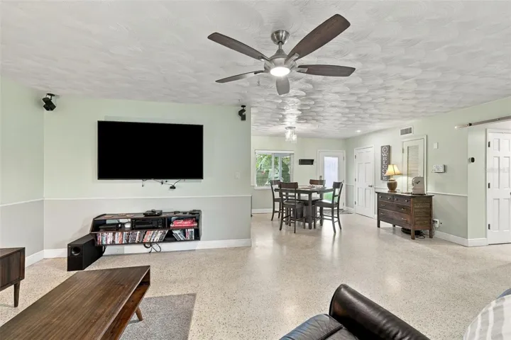 Living room looking into dining area.