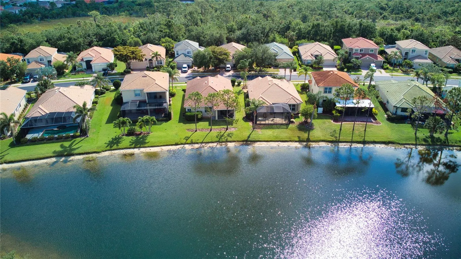 Aerial view lake side