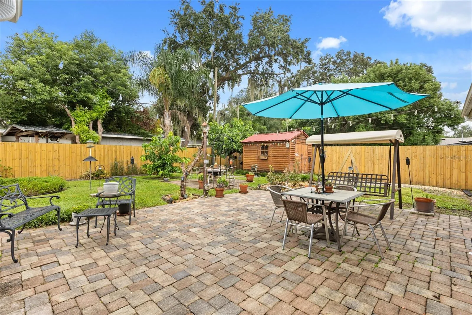 Large pavered patio.