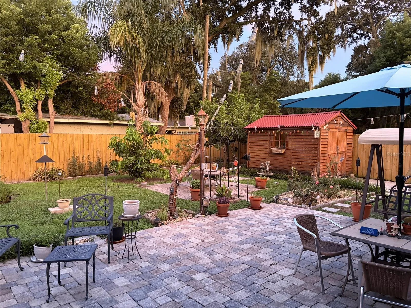 The backyard is for entertaining.