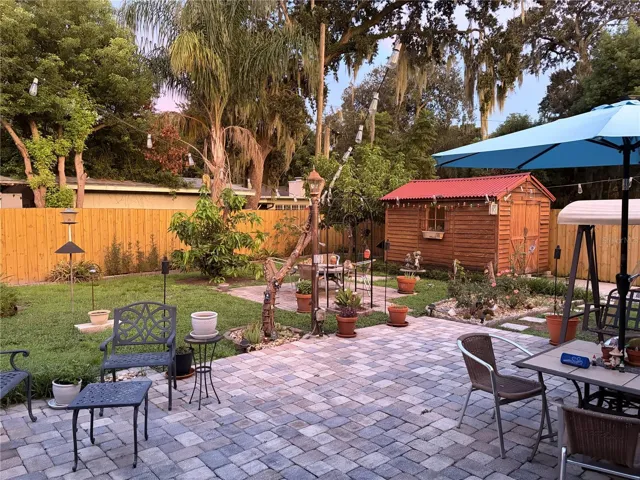 The backyard is for entertaining.