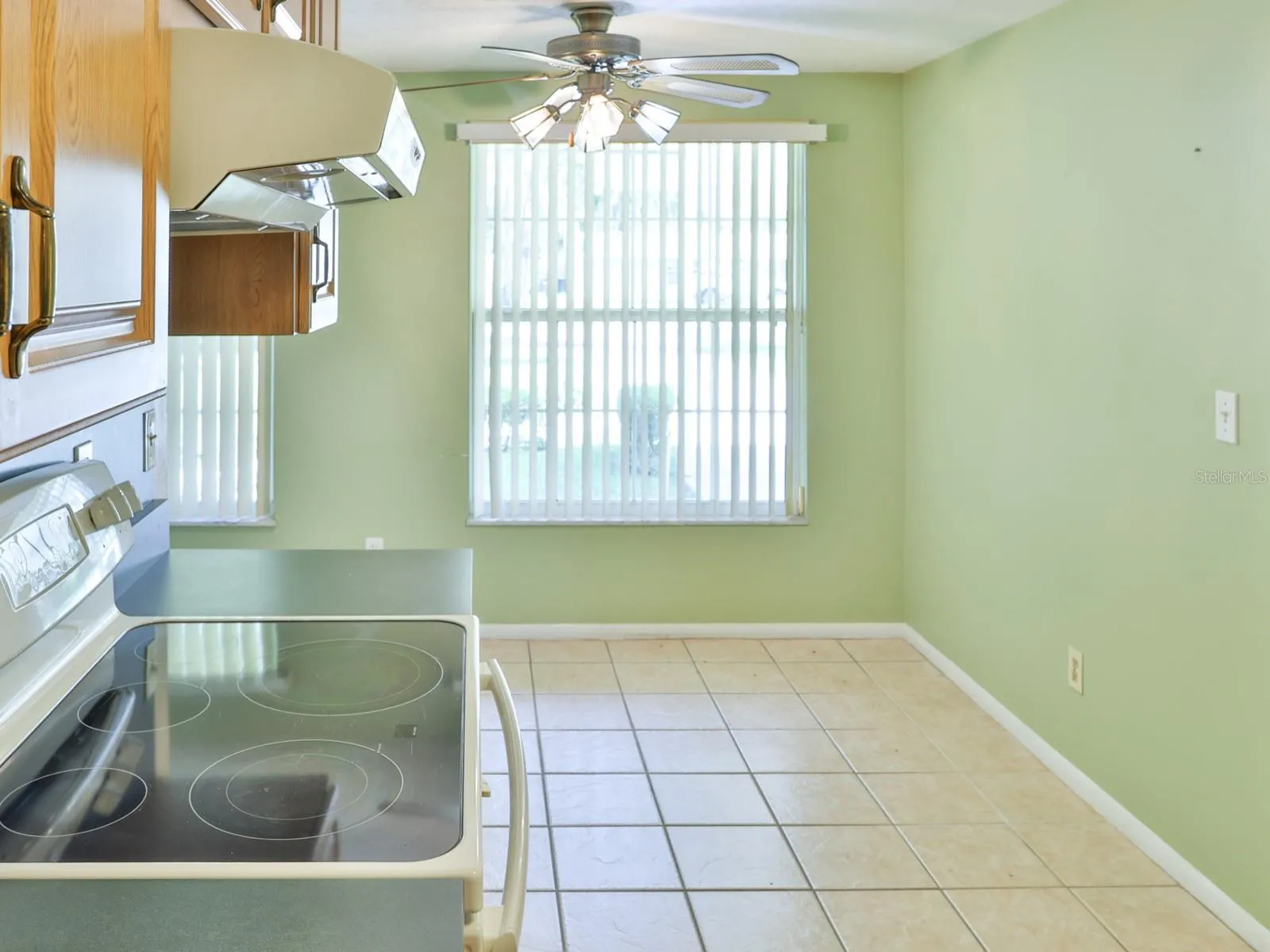 Kitchen with view of dining room.