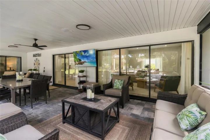 Triple and dual Sliding doors leading to the patio