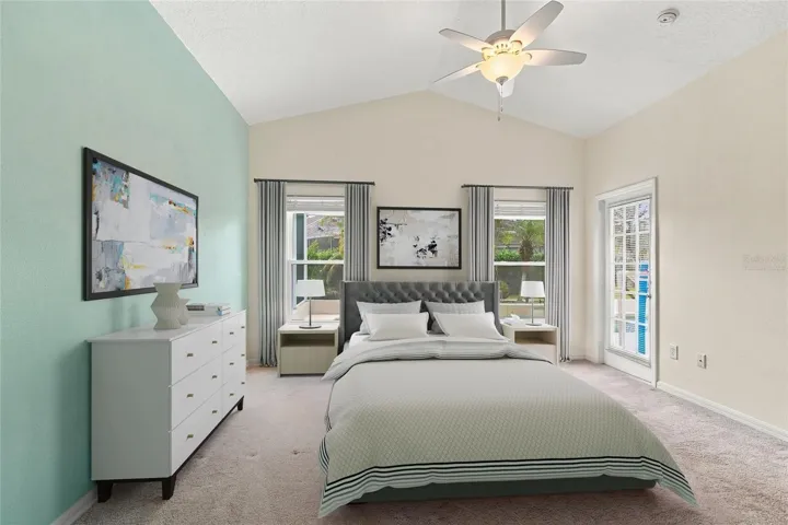 Virtually staged primary en suite bedroom