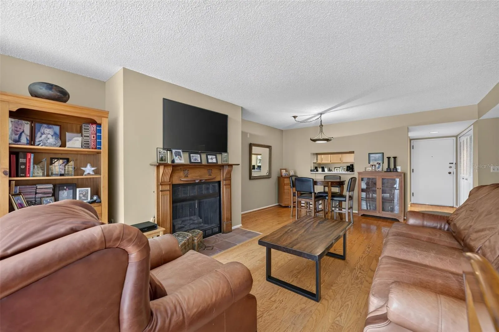 Living Room With Wood Burning Fireplace