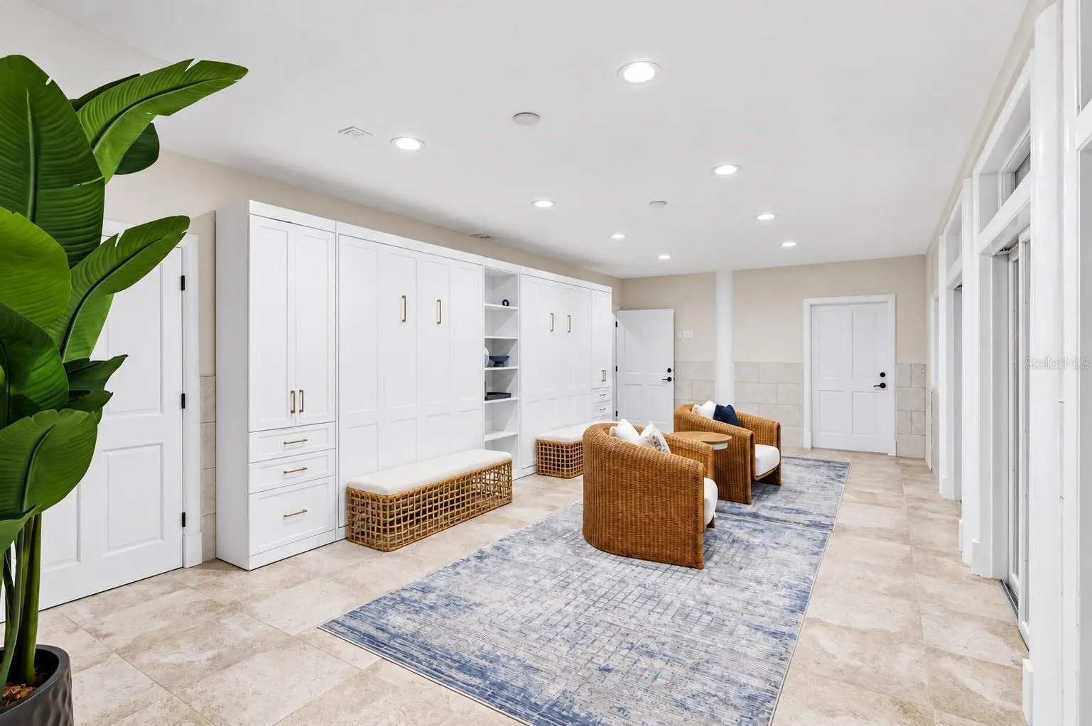 Two murphy beds, ground level, overlooking patio and pool