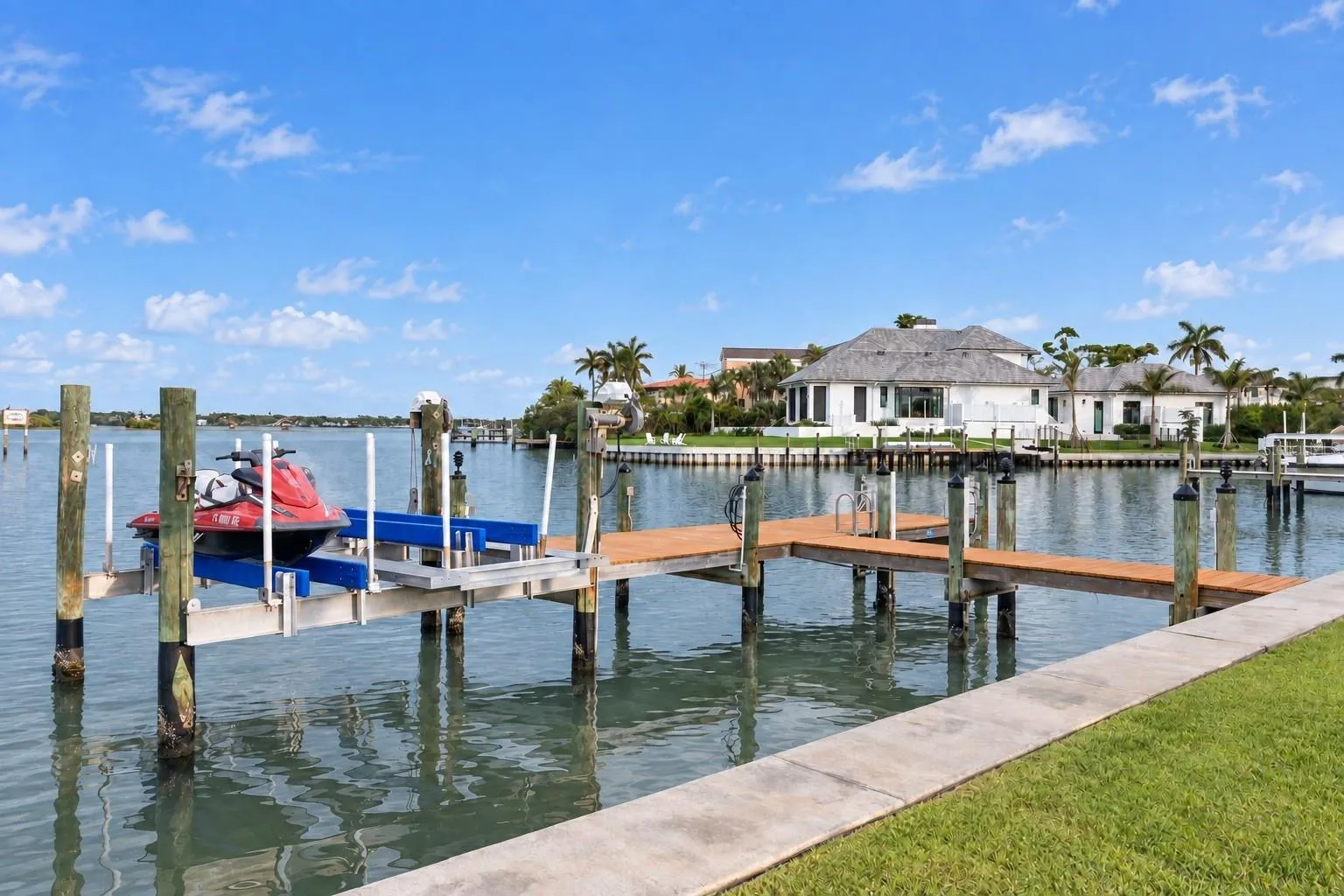 Private waterfront land area and dock