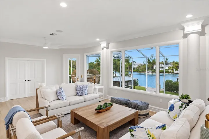 Living room with water view