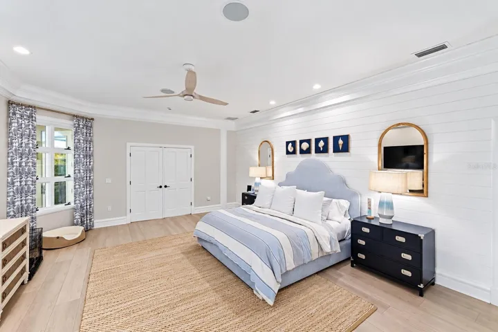 Primary bedroom, with water view