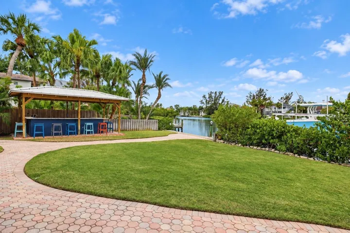 Waterfront bar and path to the private dock
