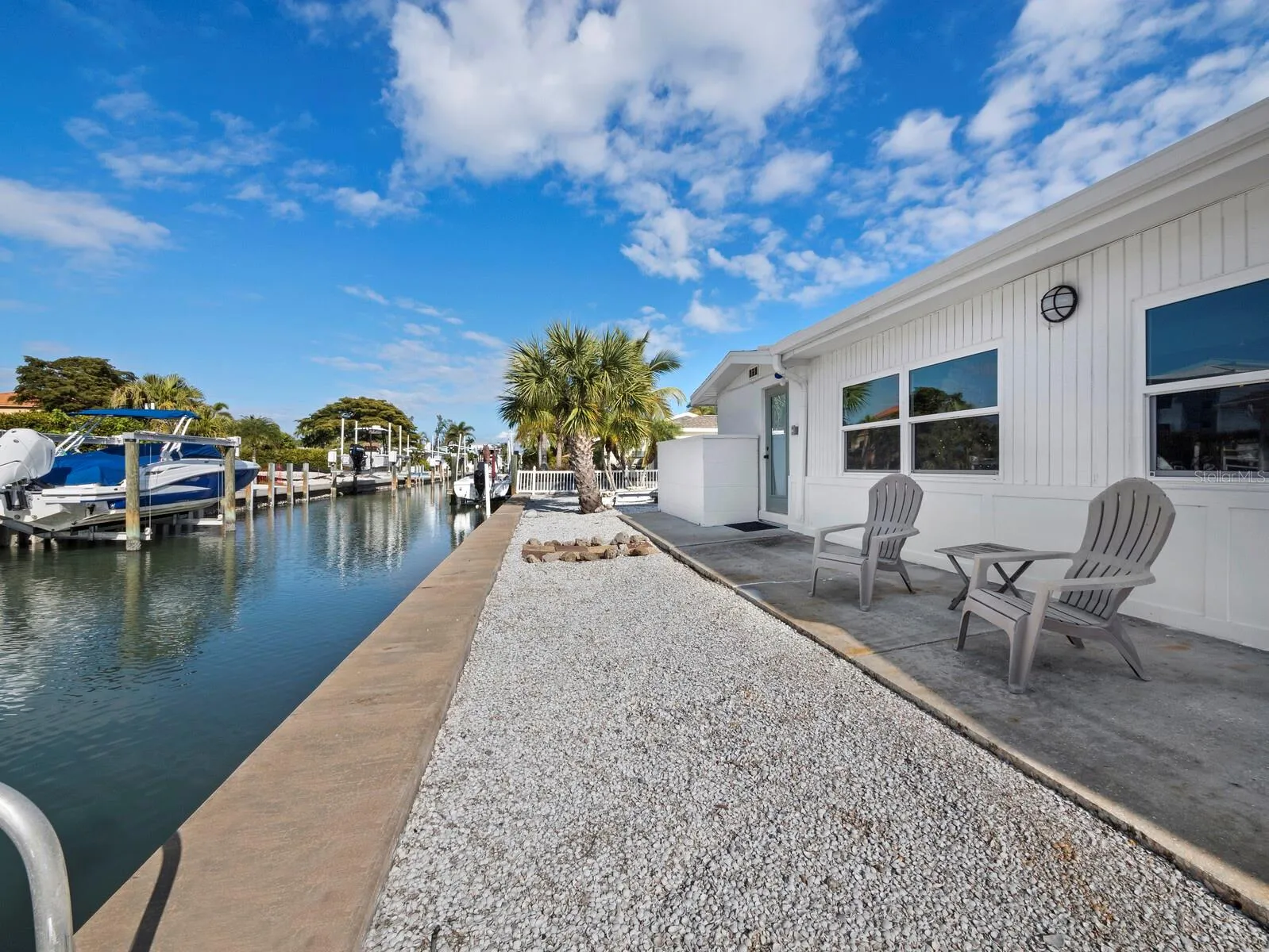 The door to the back comes from the 2nd bathroom and offers easy access after a day on the boat