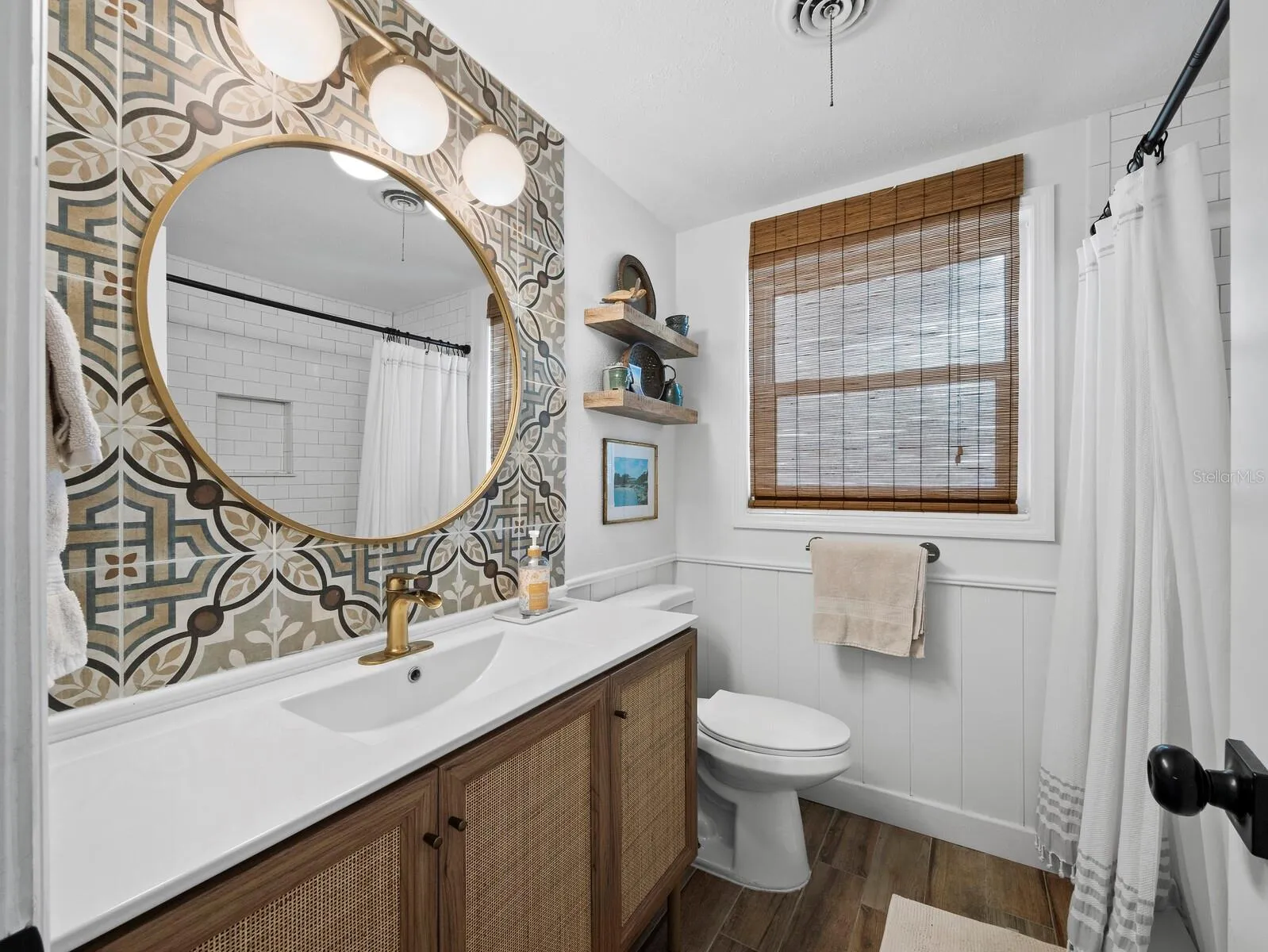 The completely updated main bathroom