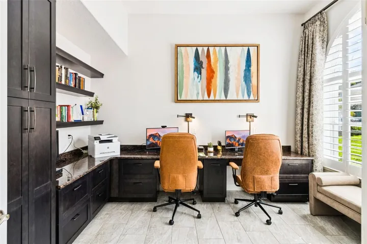First floor office with custom built ins