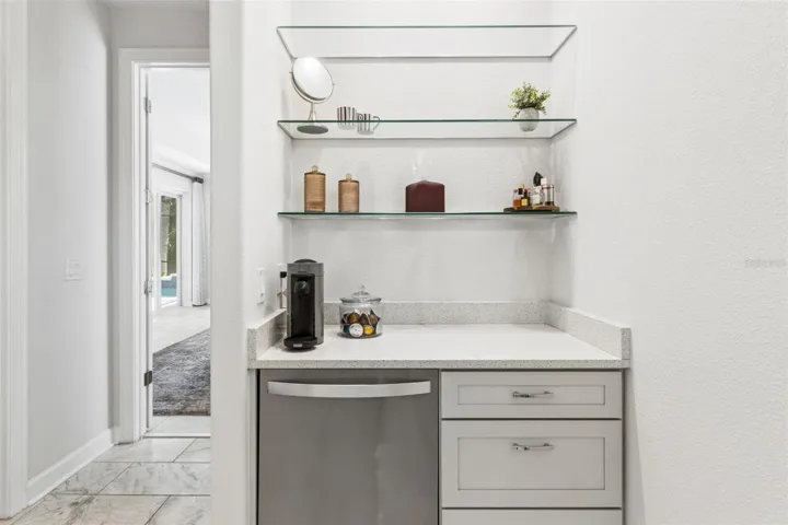 Coffee bar and mini fridge!