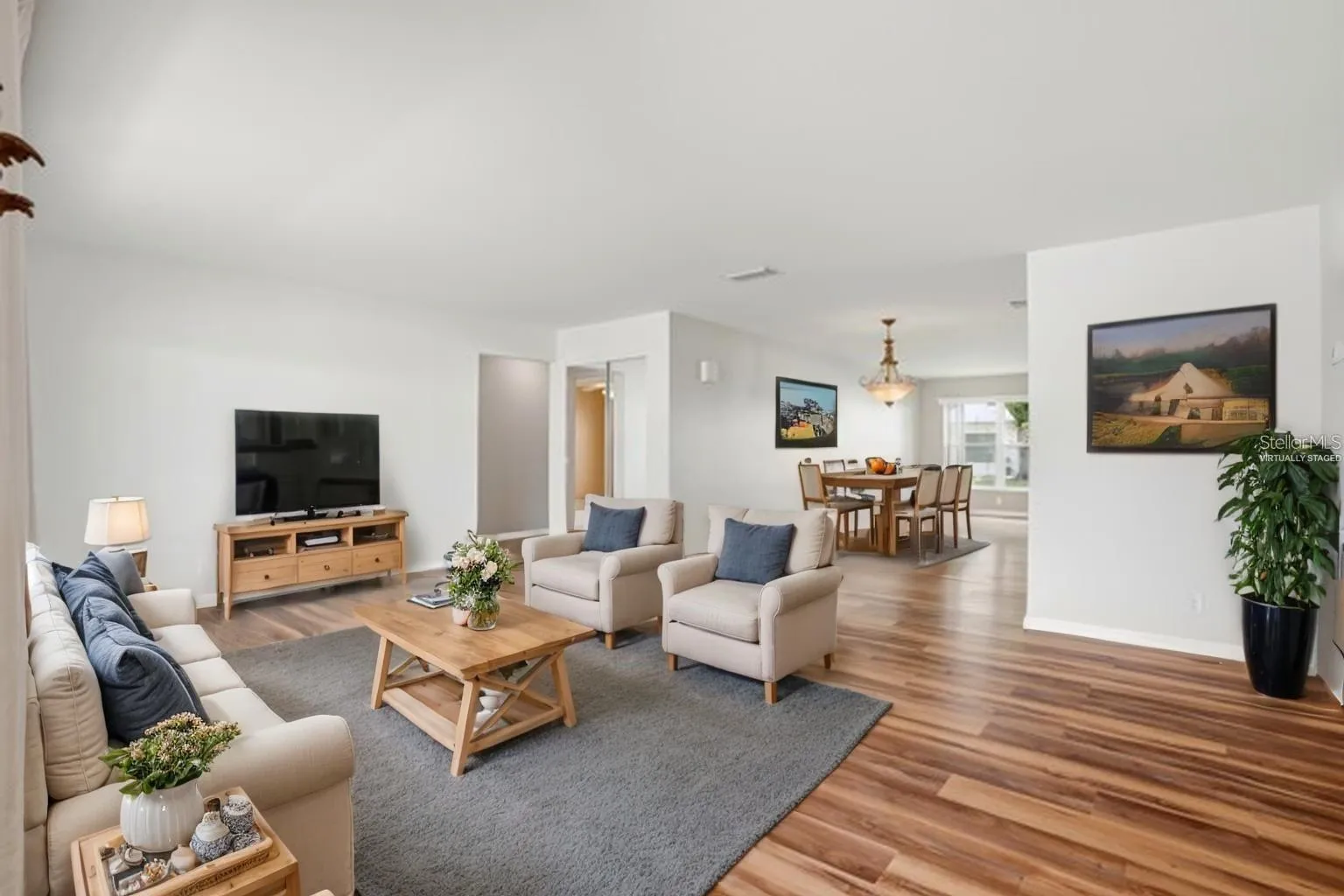 Virtually staged living room